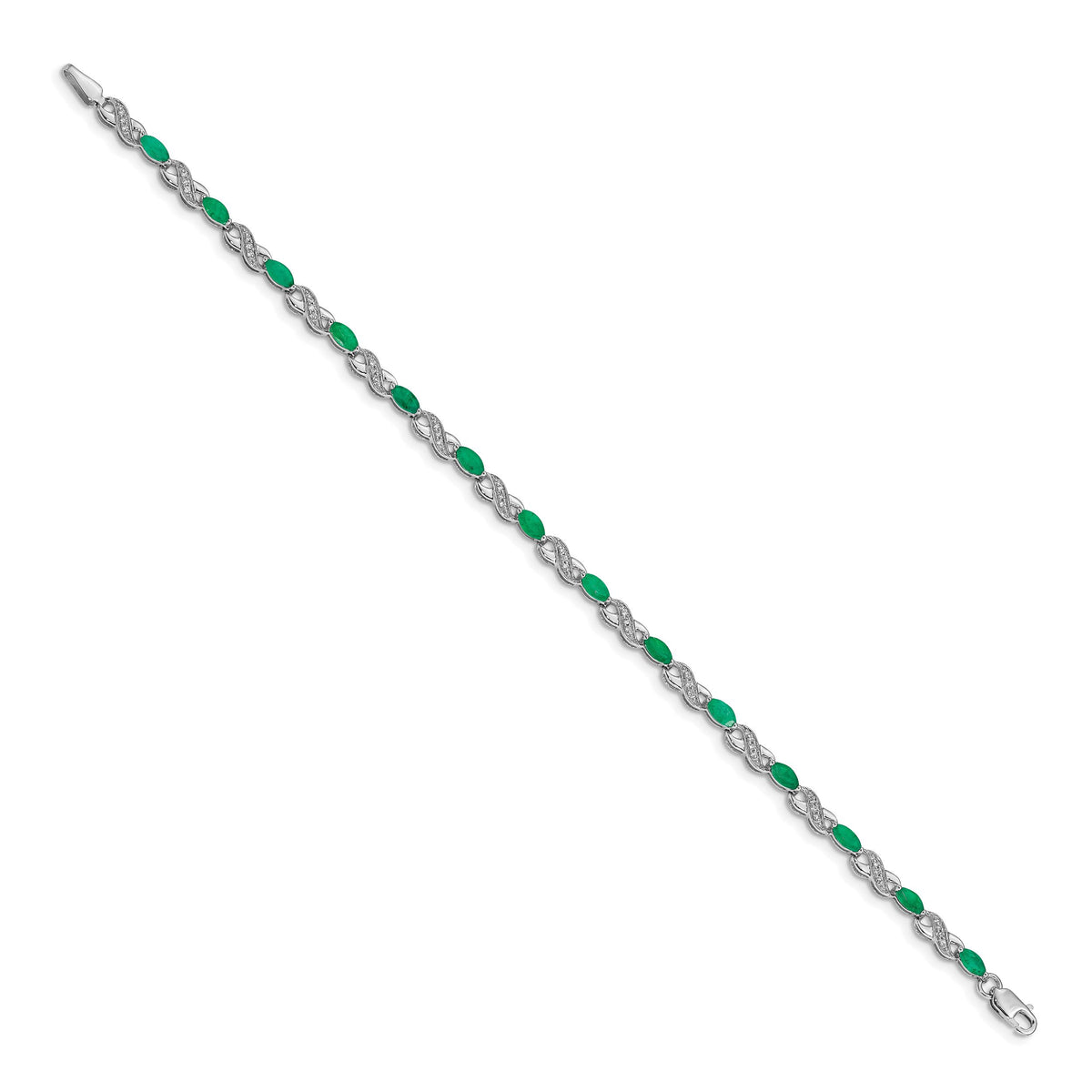 14k White Gold Diamond and Emerald Infinity Bracelet-BM4485-EM-015-WA