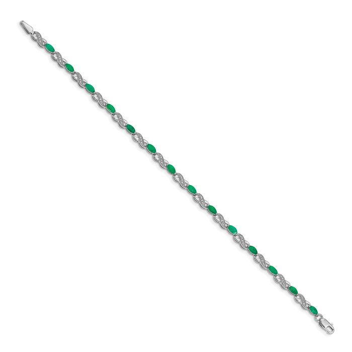 14k White Gold Diamond and Emerald Infinity Bracelet-BM4485-EM-015-WA