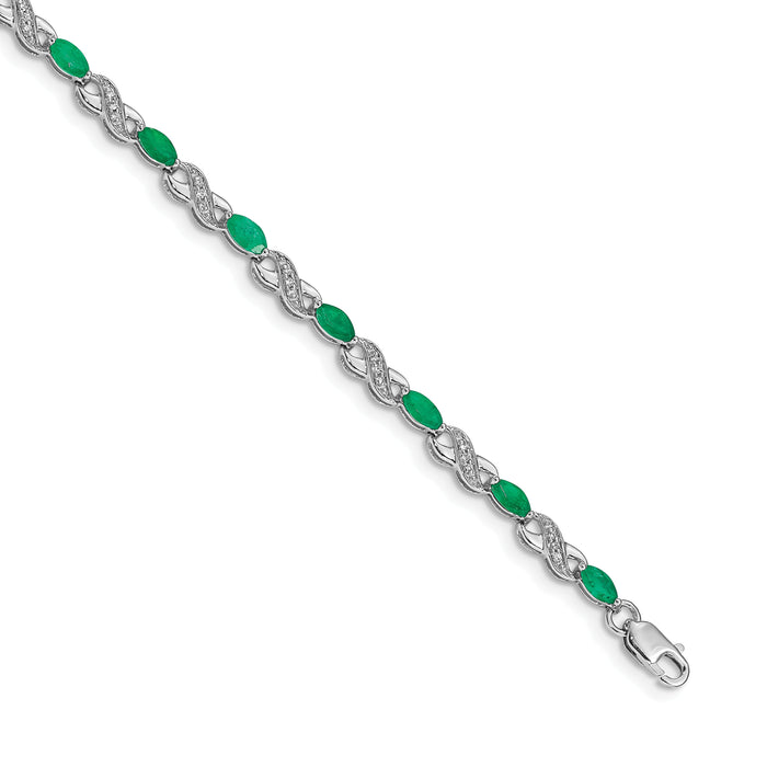 14k White Gold Diamond and Emerald Infinity Bracelet-BM4485-EM-015-WA