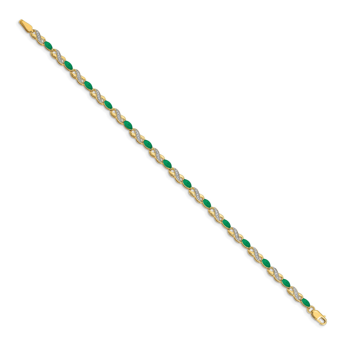 14k Diamond and Emerald Infinity Bracelet-BM4485-EM-015-YA