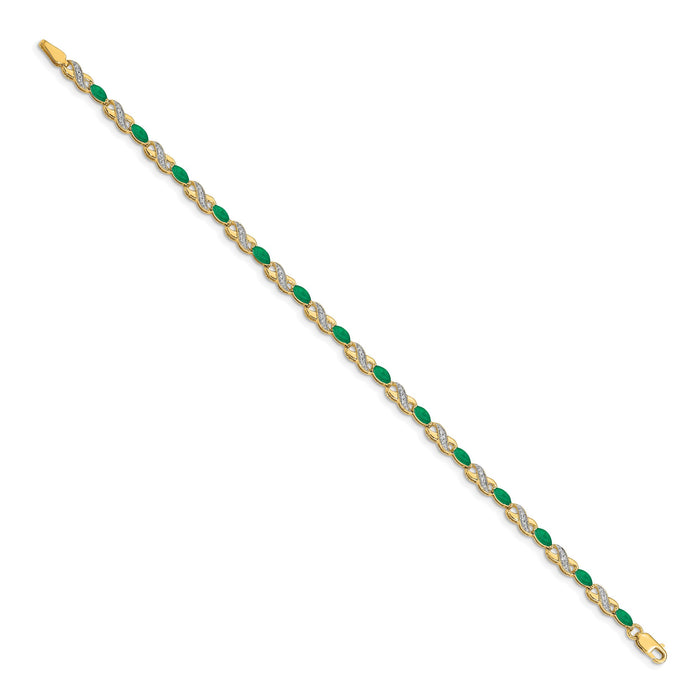 14k Diamond and Emerald Infinity Bracelet-BM4485-EM-015-YA