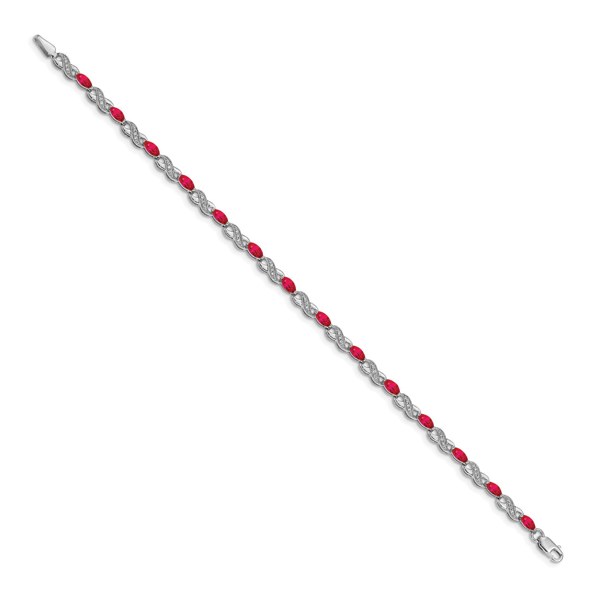 14k White Gold Diamond and Ruby Infinity Bracelet-BM4485-RU-015-WA