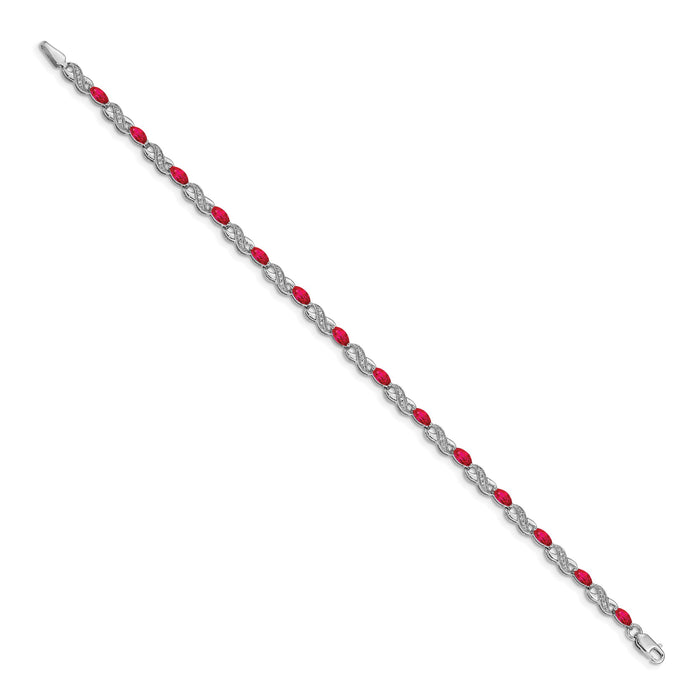 14k White Gold Diamond and Ruby Infinity Bracelet-BM4485-RU-015-WA