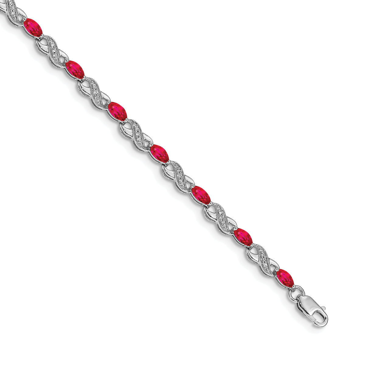 14k White Gold Diamond and Ruby Infinity Bracelet-BM4485-RU-015-WA