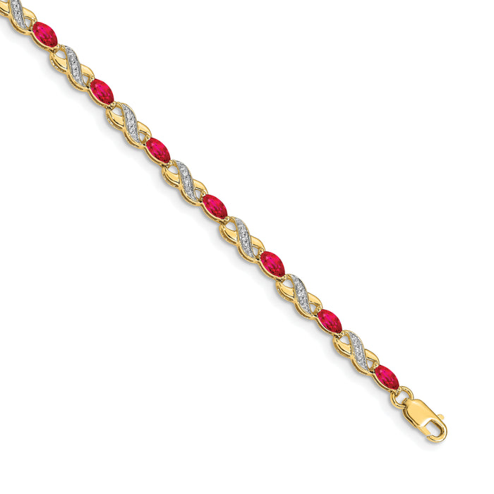 14k Diamond and Ruby Infinity Bracelet-BM4485-RU-015-YA