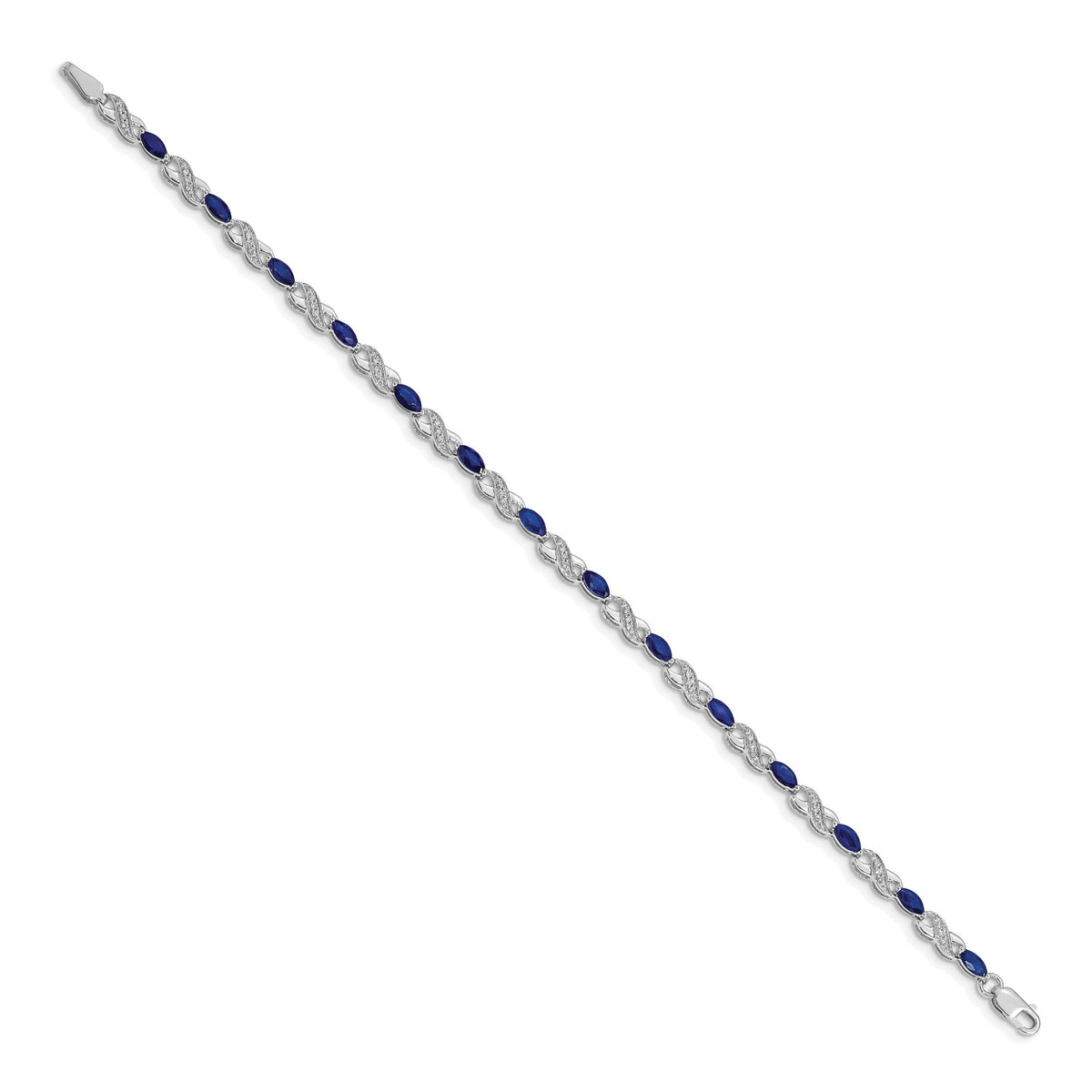 14k White Gold Diamond and Sapphire Infinity Bracelet-BM4485-SA-015-WA