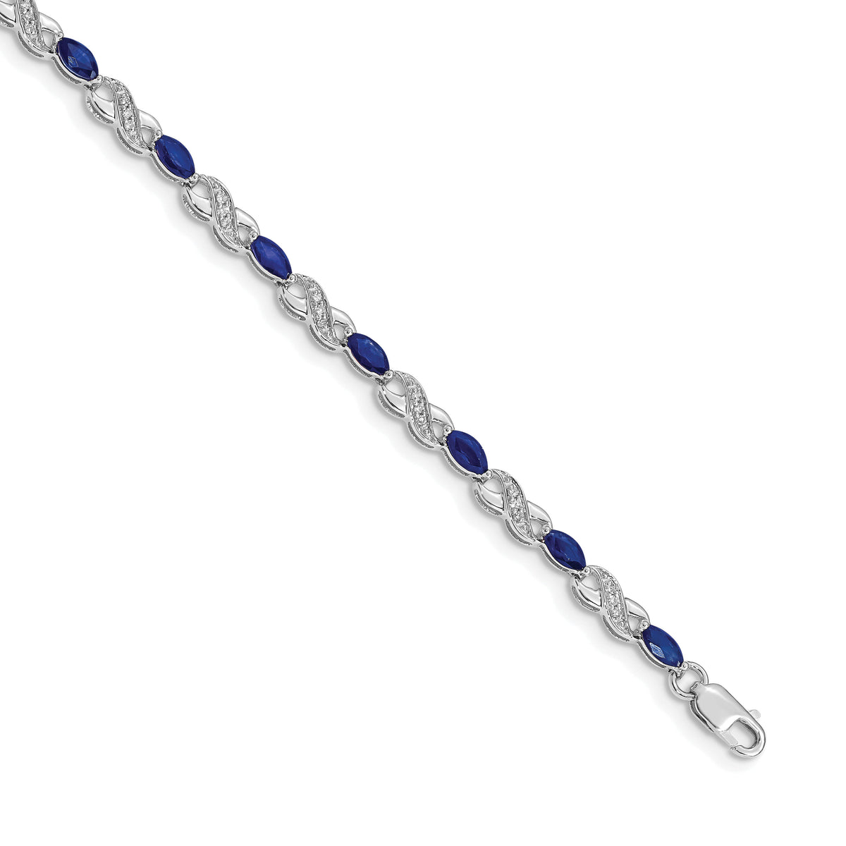 14k White Gold Diamond and Sapphire Infinity Bracelet-BM4485-SA-015-WA