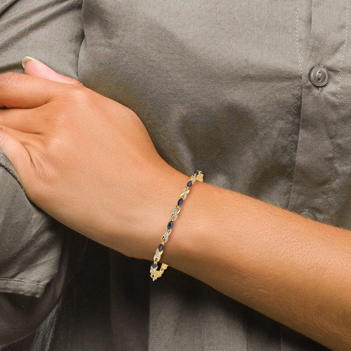 14k Diamond and Sapphire Infinity Bracelet-BM4485-SA-015-YA