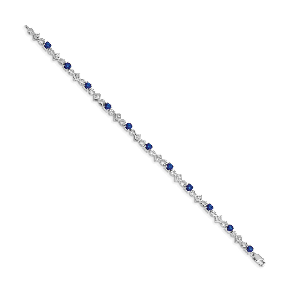 14k White Gold Diamond and Sapphire Bracelet-BM4486-SA-010-WA