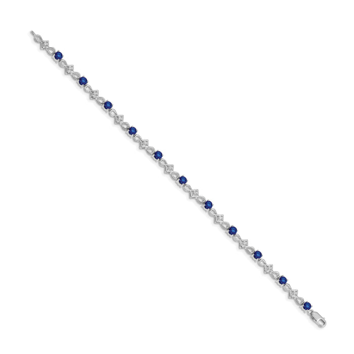 14k White Gold Diamond and Sapphire Bracelet-BM4486-SA-010-WA