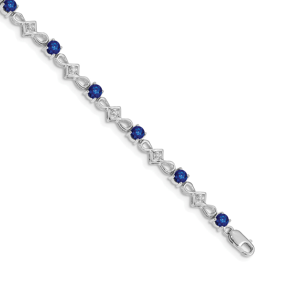 14k White Gold Diamond and Sapphire Bracelet-BM4486-SA-010-WA