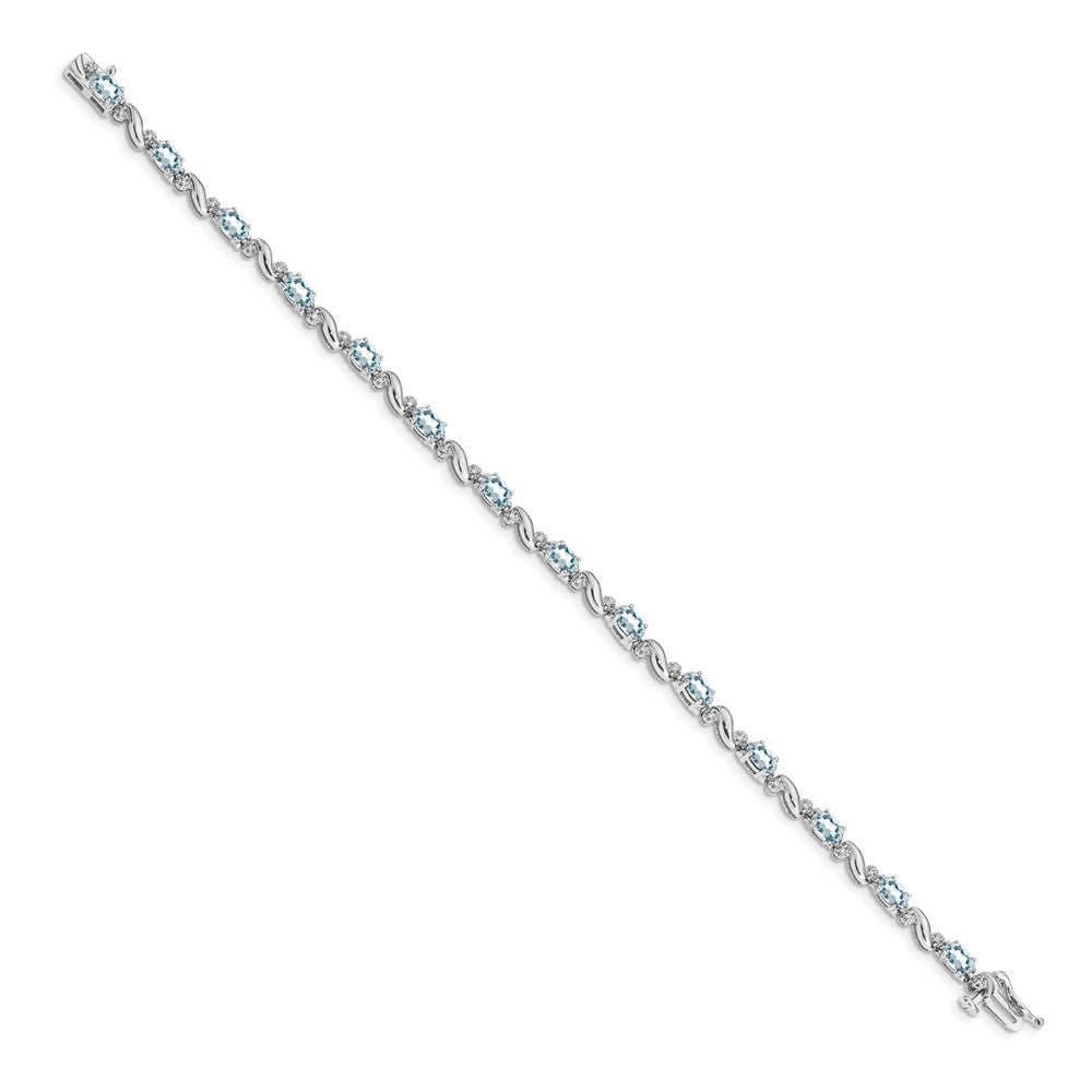 14k White Gold Diamond and Aquamarine Bracelet-BM4487-AQ-010-WA