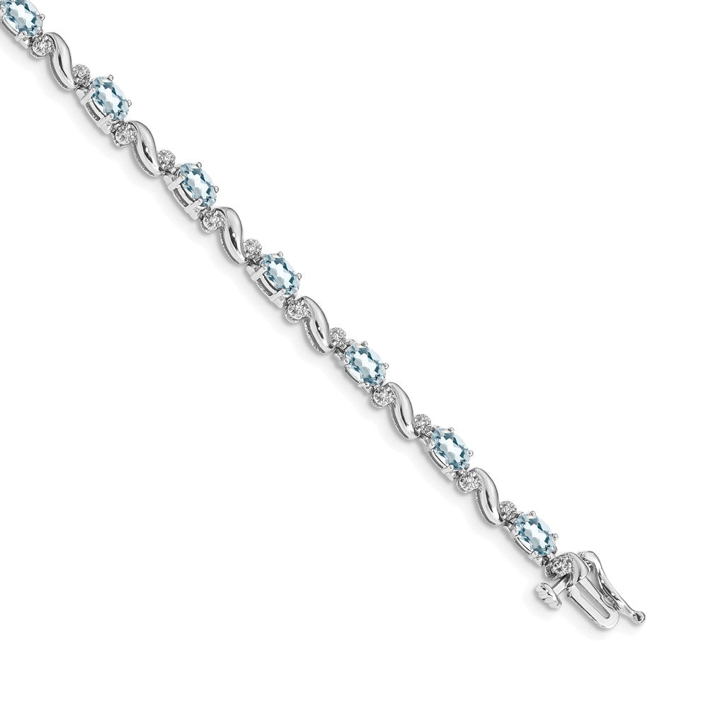14k White Gold Diamond and Aquamarine Bracelet-BM4487-AQ-010-WA