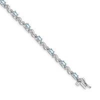 14k White Gold Diamond and Aquamarine Bracelet-BM4487-AQ-010-WA