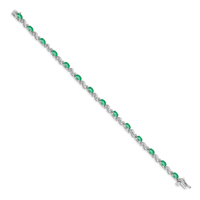 14k White Gold Diamond and Emerald Bracelet-BM4487-EM-010-WA
