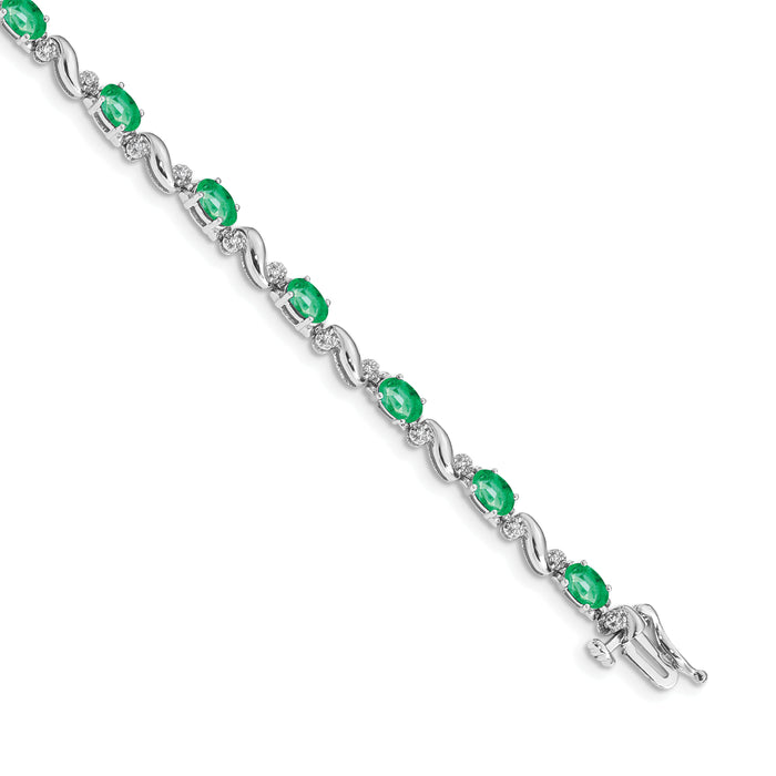 14k White Gold Diamond and Emerald Bracelet-BM4487-EM-010-WA