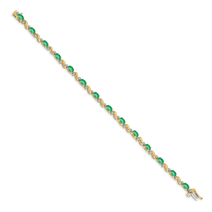14k Diamond and Emerald Bracelet-BM4487-EM-010-YA