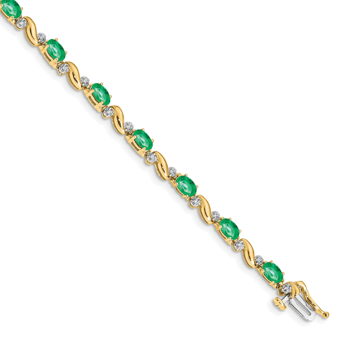 14k Diamond and Emerald Bracelet-BM4487-EM-010-YA
