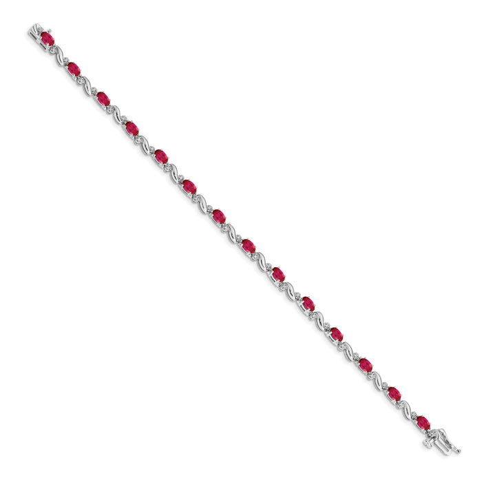 14k White Gold Diamond and Ruby Bracelet-BM4487-RU-010-WA