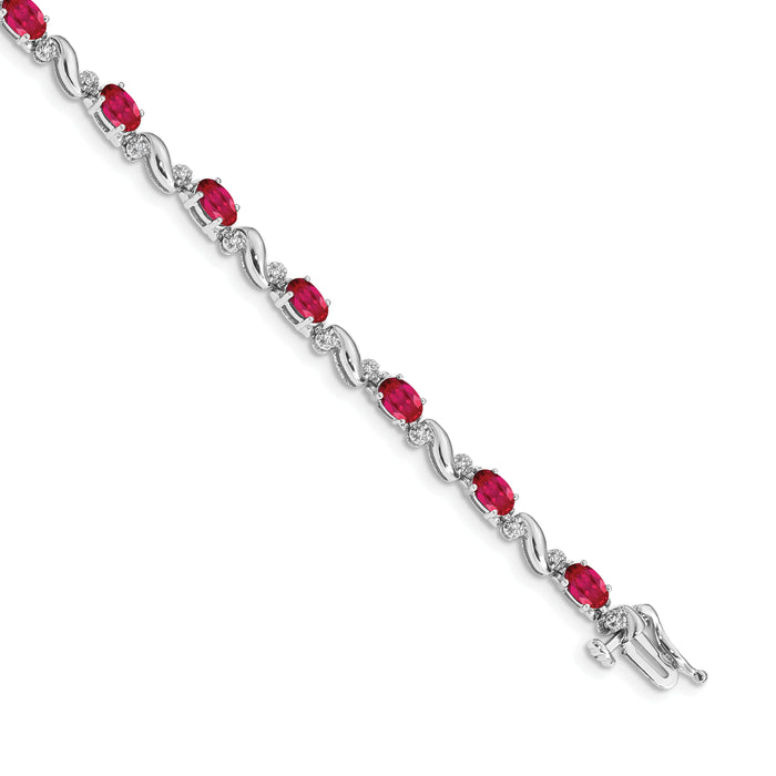 14k White Gold Diamond and Ruby Bracelet-BM4487-RU-010-WA