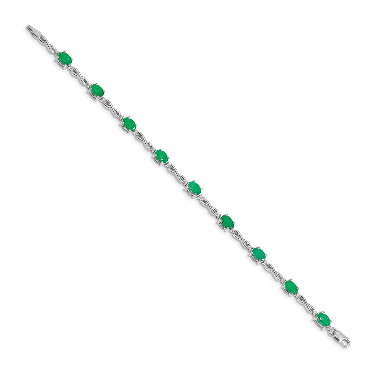 14k White Gold Diamond and Emerald Bracelet-BM4488-EM-025-WA