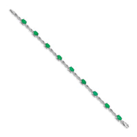 14k White Gold Diamond and Emerald Bracelet-BM4488-EM-025-WA