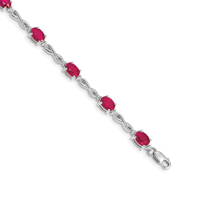14k White Gold Diamond and Ruby Bracelet-BM4488-RU-025-WA