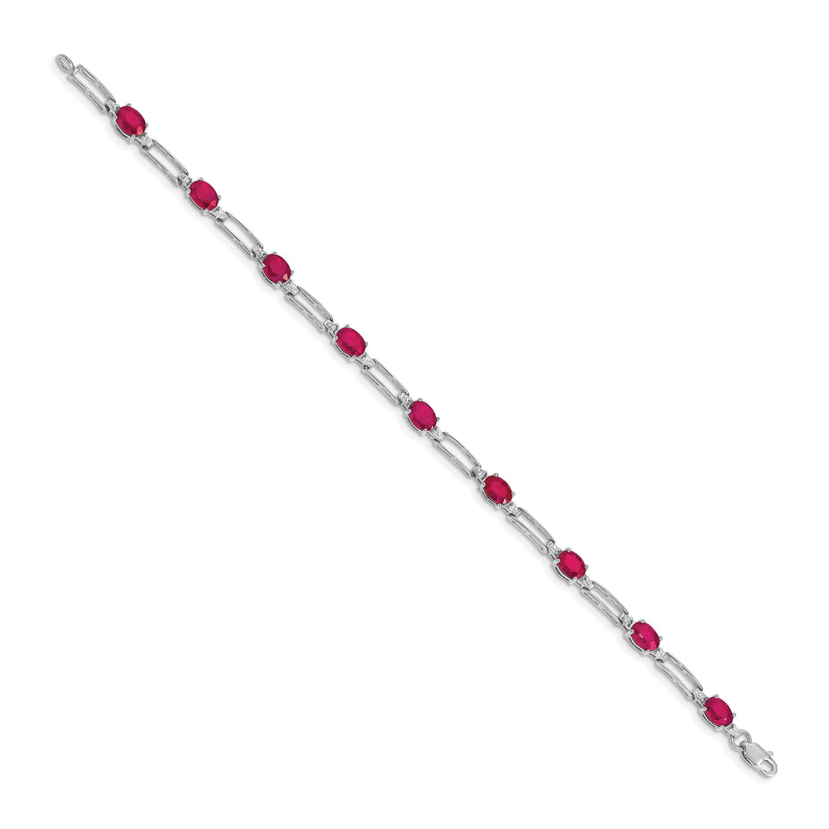 14k White Gold Diamond and Ruby Bracelet-BM4489-RU-005-WA