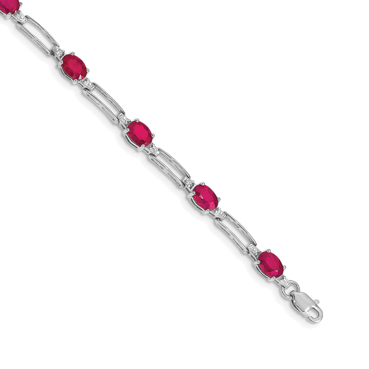 14k White Gold Diamond and Ruby Bracelet-BM4489-RU-005-WA