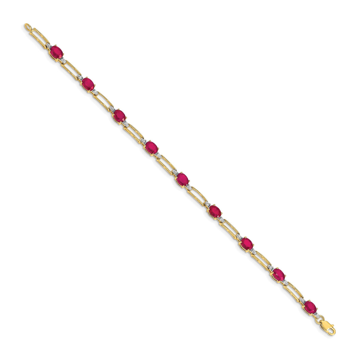 14k Diamond and Oval Ruby Bracelet-BM4489-RU-005-YA