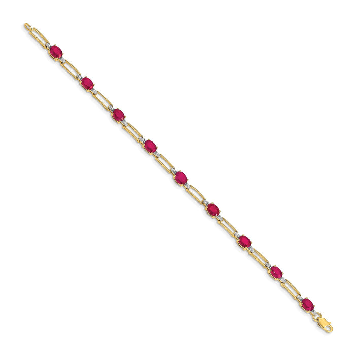 14k Diamond and Oval Ruby Bracelet-BM4489-RU-005-YA