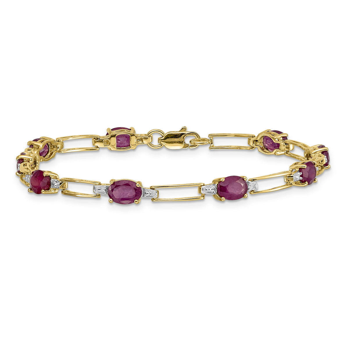 14k Diamond and Oval Ruby Bracelet-BM4489-RU-005-YA