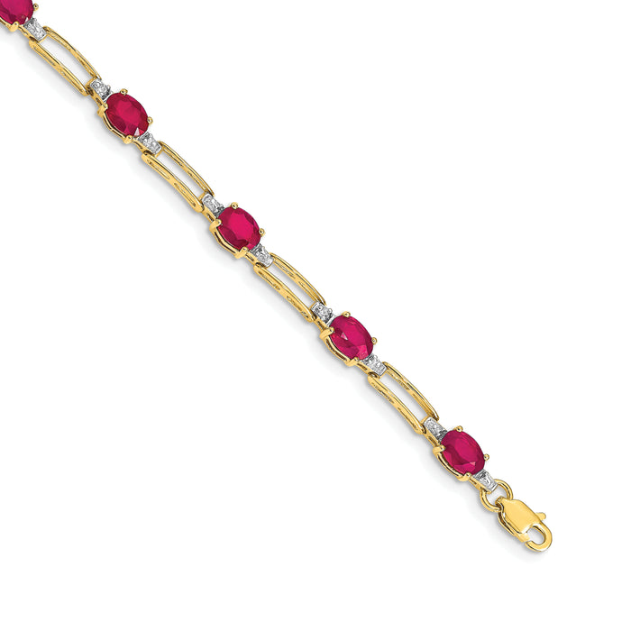 14k Diamond and Oval Ruby Bracelet-BM4489-RU-005-YA