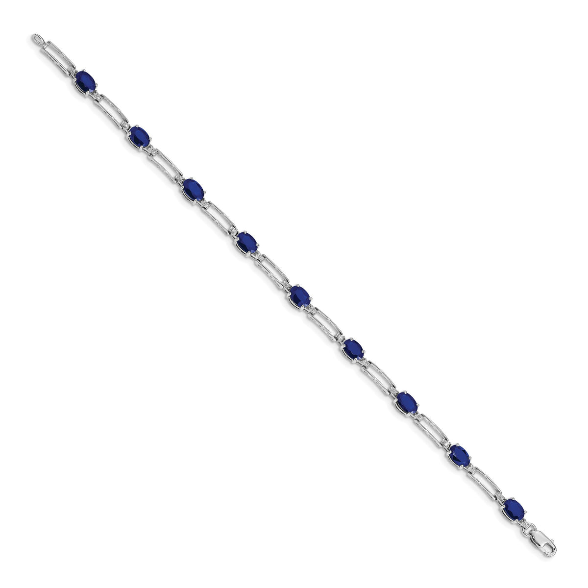 14k White Gold Diamond and Sapphire Bracelet-BM4489-SA-005-WA