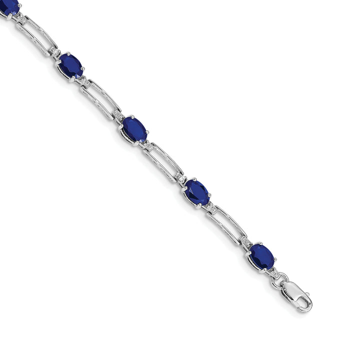 14k White Gold Diamond and Sapphire Bracelet-BM4489-SA-005-WA