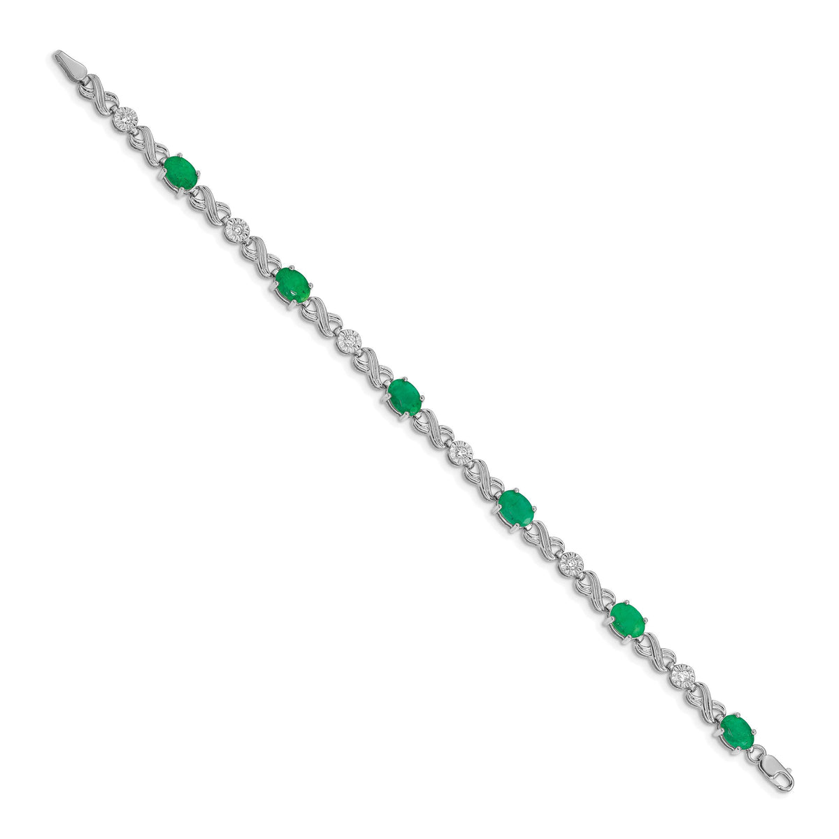 14k White Gold Diamond and Emerald Infinity Bracelet-BM4490-EM-020-WA