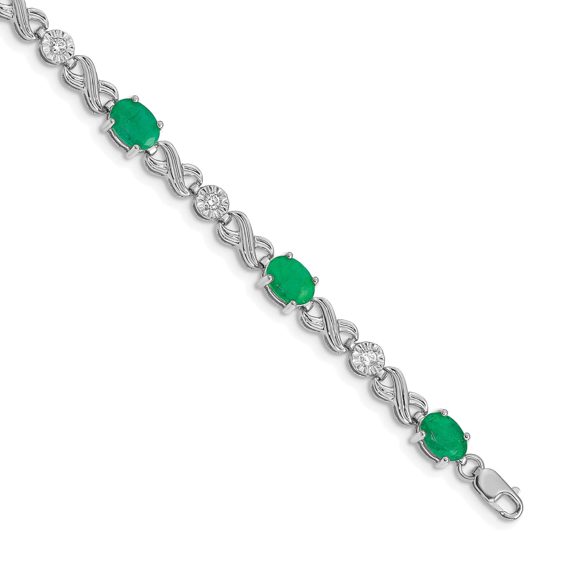 14k White Gold Diamond and Emerald Infinity Bracelet-BM4490-EM-020-WA