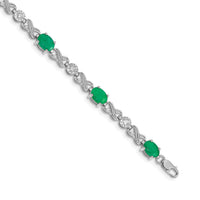 14k White Gold Diamond and Emerald Infinity Bracelet-BM4490-EM-020-WA