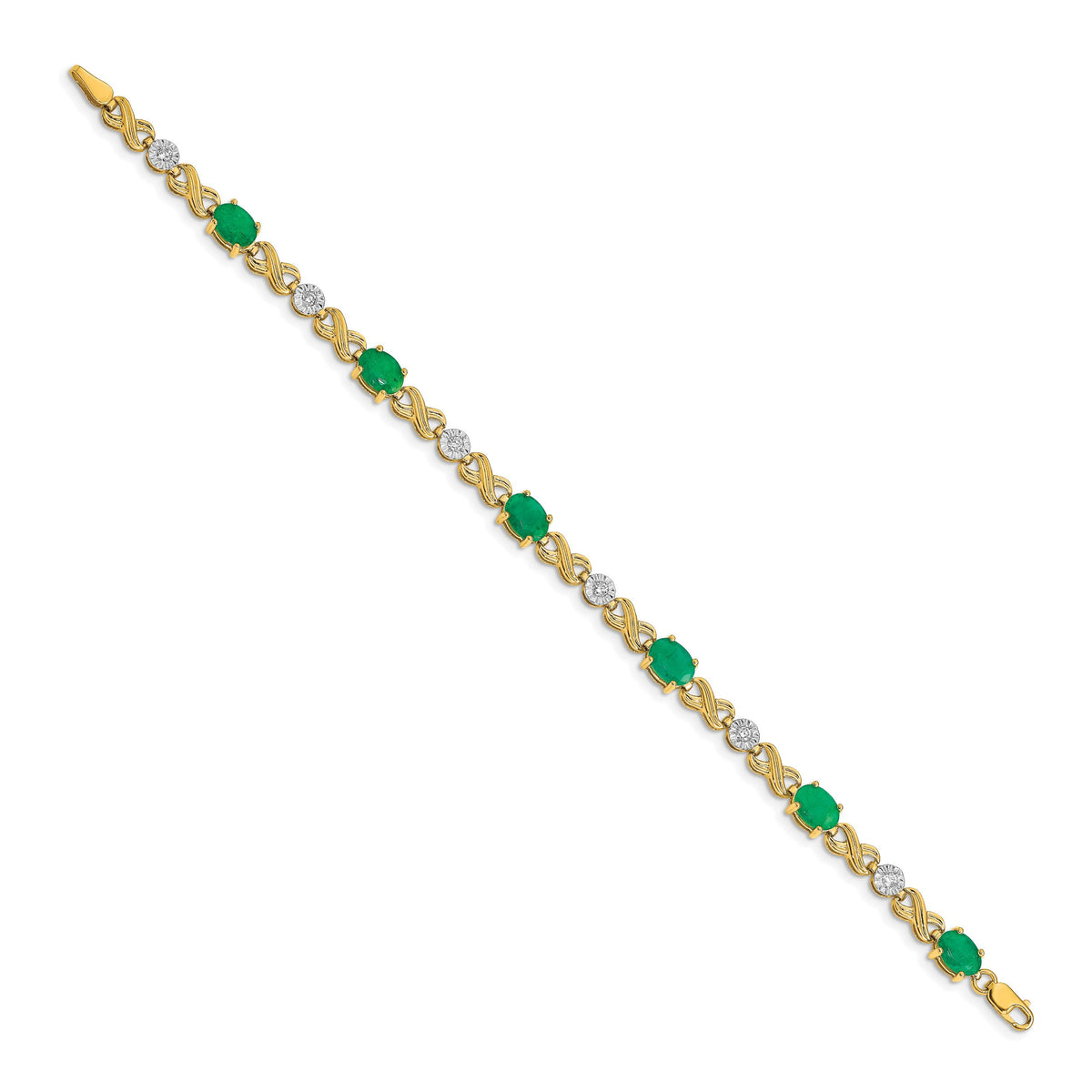 14k Diamond and Emerald Infinity Bracelet-BM4490-EM-020-YA