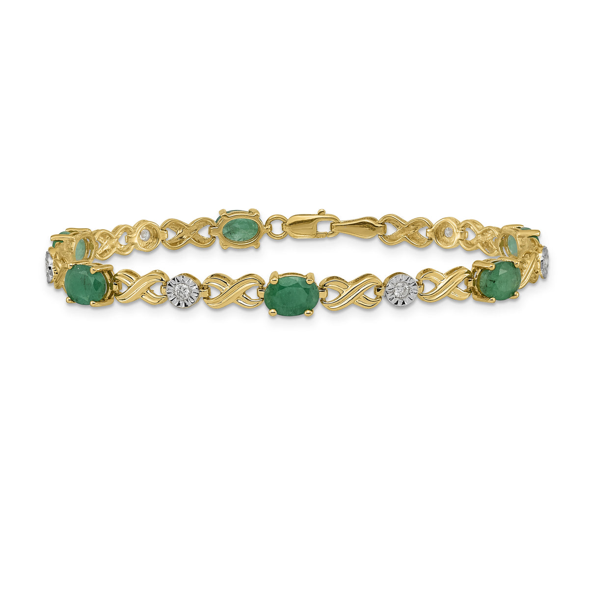 14k Diamond and Emerald Infinity Bracelet-BM4490-EM-020-YA