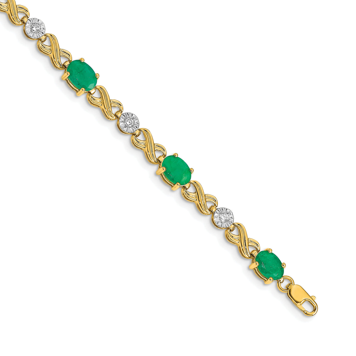 14k Diamond and Emerald Infinity Bracelet-BM4490-EM-020-YA