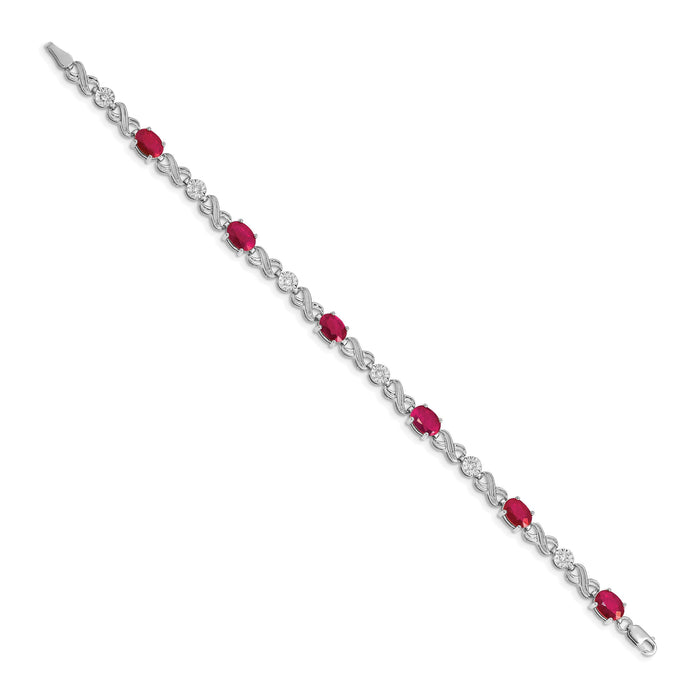 14k White Gold Diamond and Ruby Infinity Bracelet-BM4490-RU-020-WA