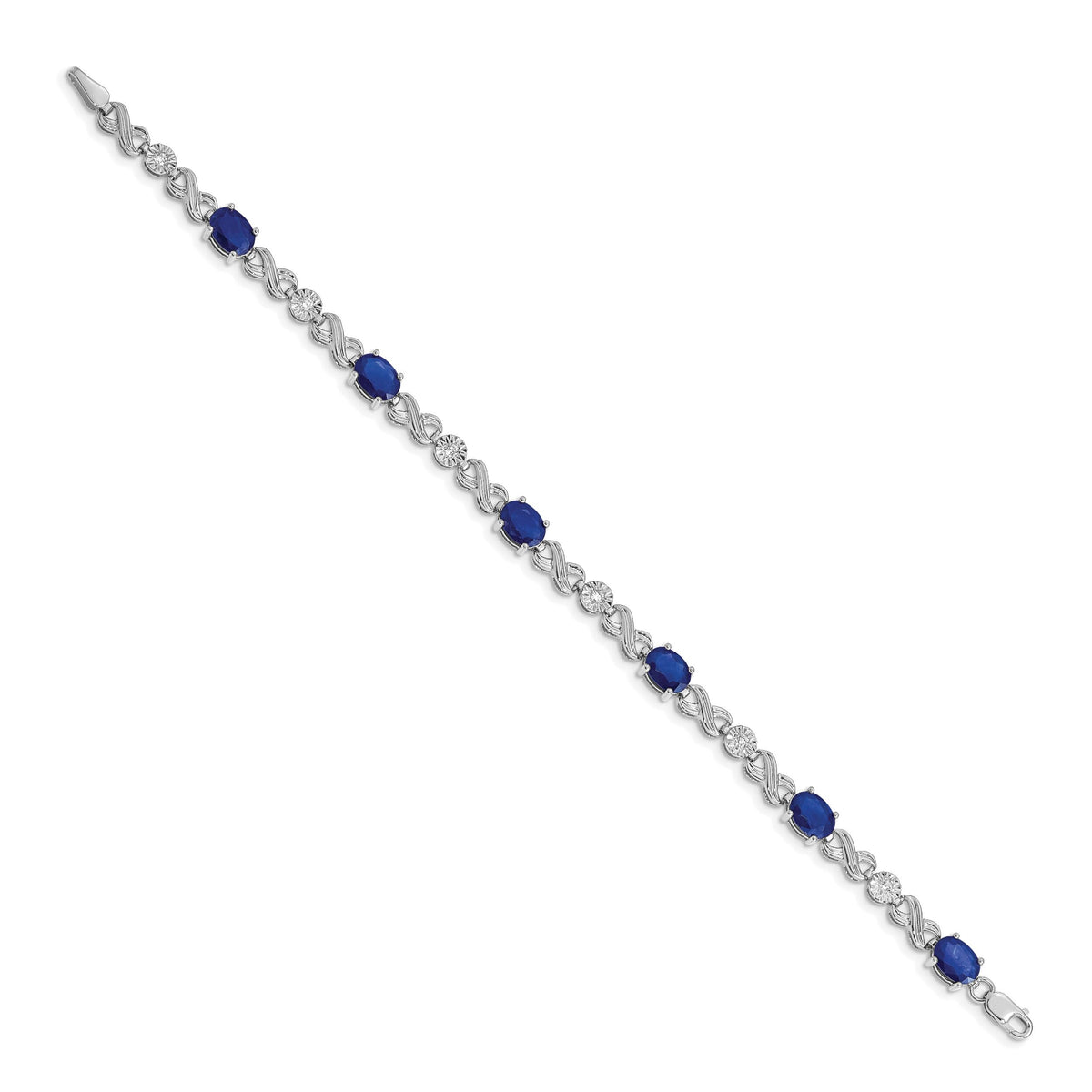 14k White Gold Diamond and Sapphire Infinity Bracelet-BM4490-SA-020-WA