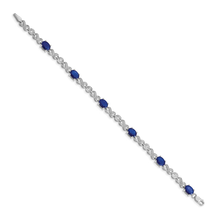 14k White Gold Diamond and Sapphire Infinity Bracelet-BM4490-SA-020-WA