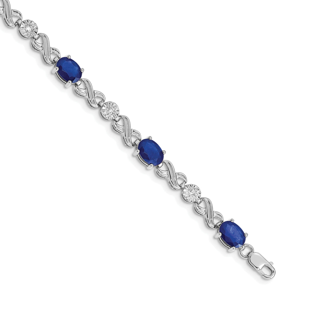 14k White Gold Diamond and Sapphire Infinity Bracelet-BM4490-SA-020-WA