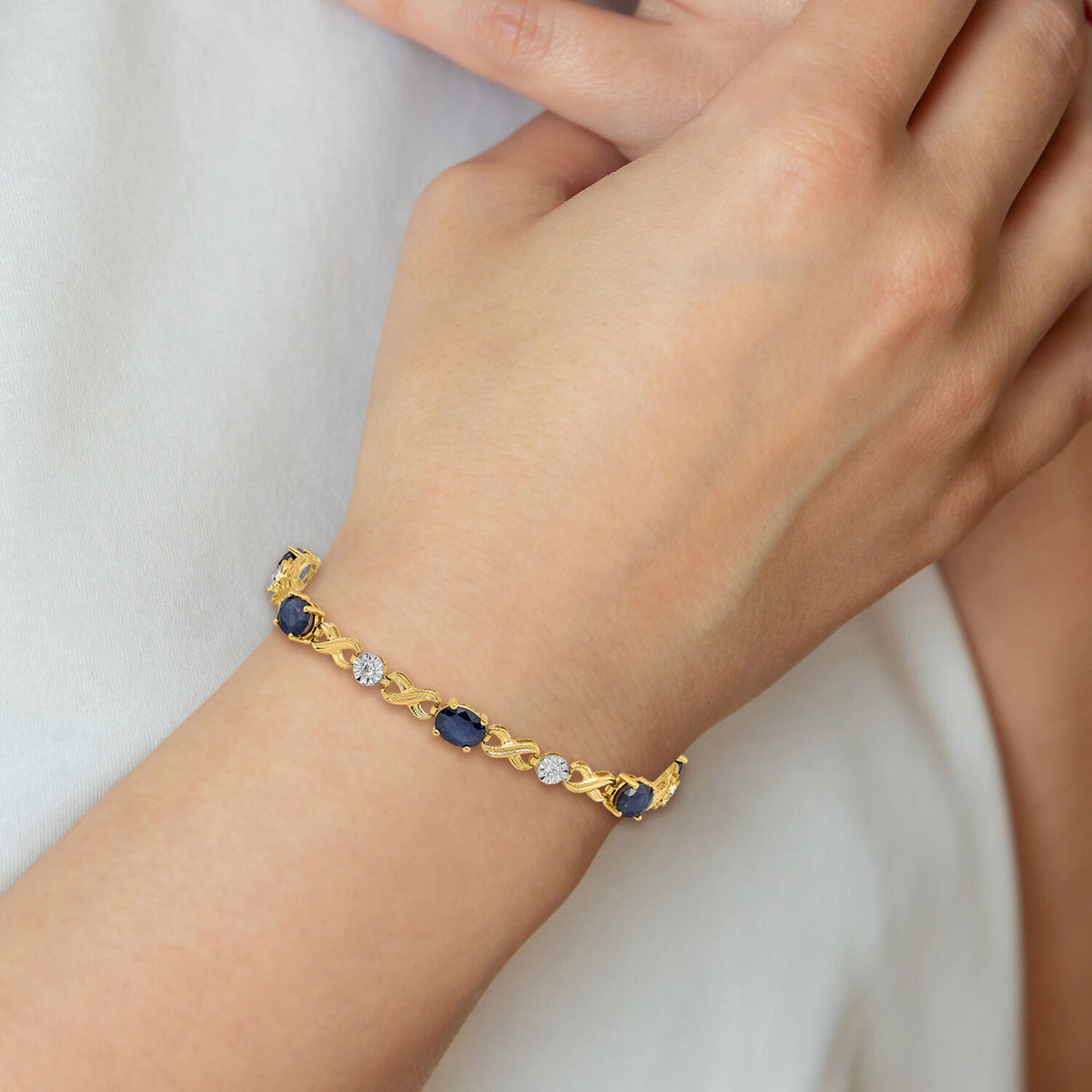 14k Diamond and Sapphire Infinity Bracelet-BM4490-SA-020-YA