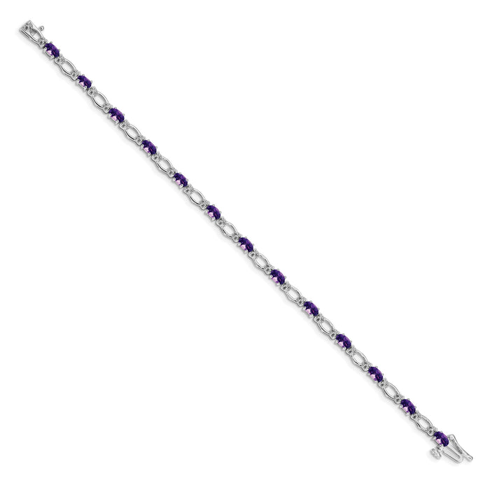 14k White Gold Diamond and Amethyst Bracelet-BM4491-AM-010-WA