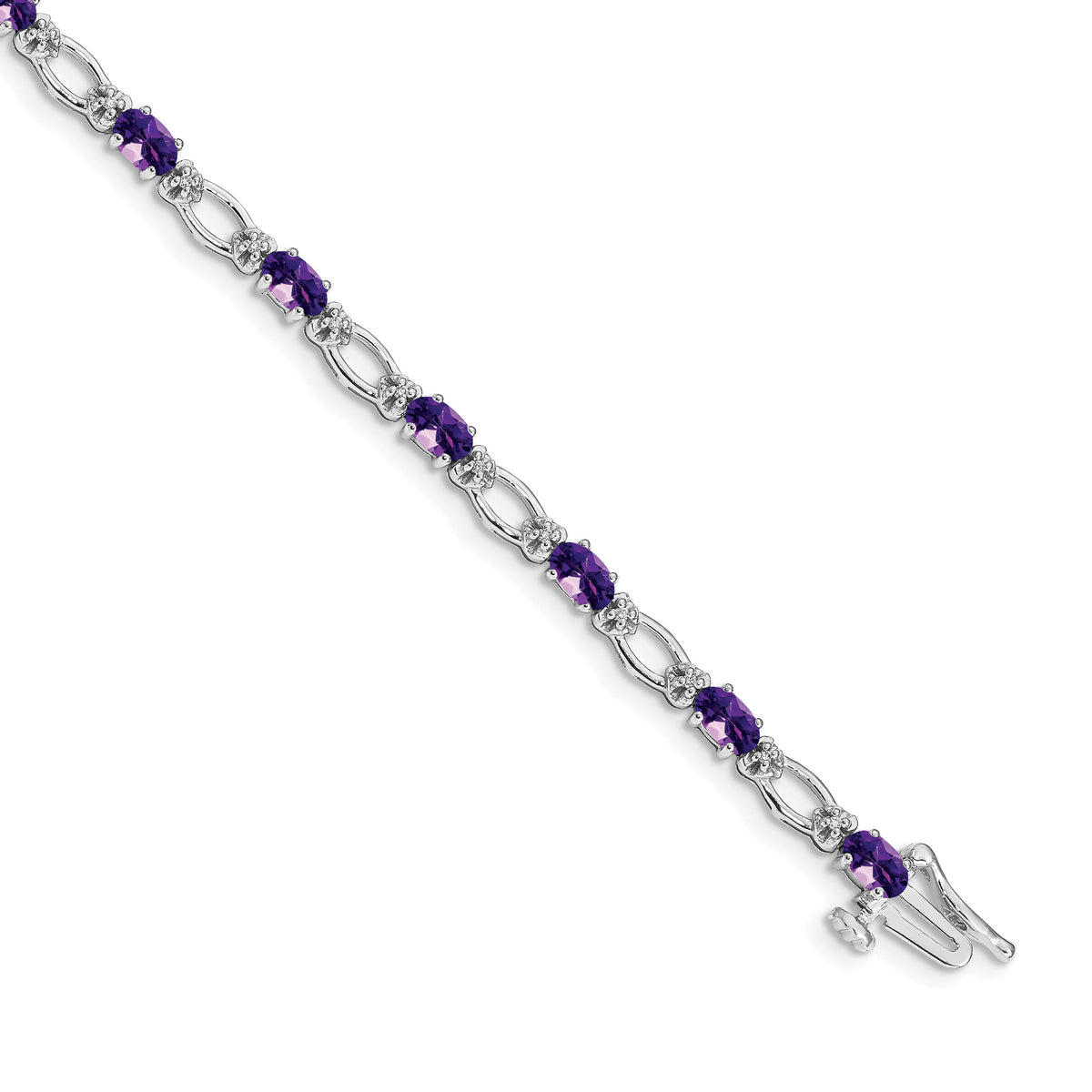 14k White Gold Diamond and Amethyst Bracelet-BM4491-AM-010-WA