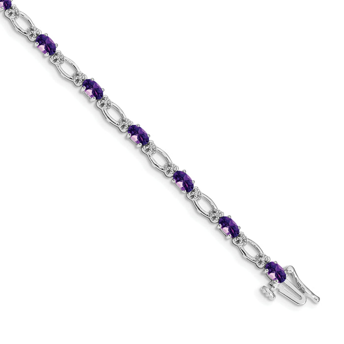 14k White Gold Diamond and Amethyst Bracelet-BM4491-AM-010-WA