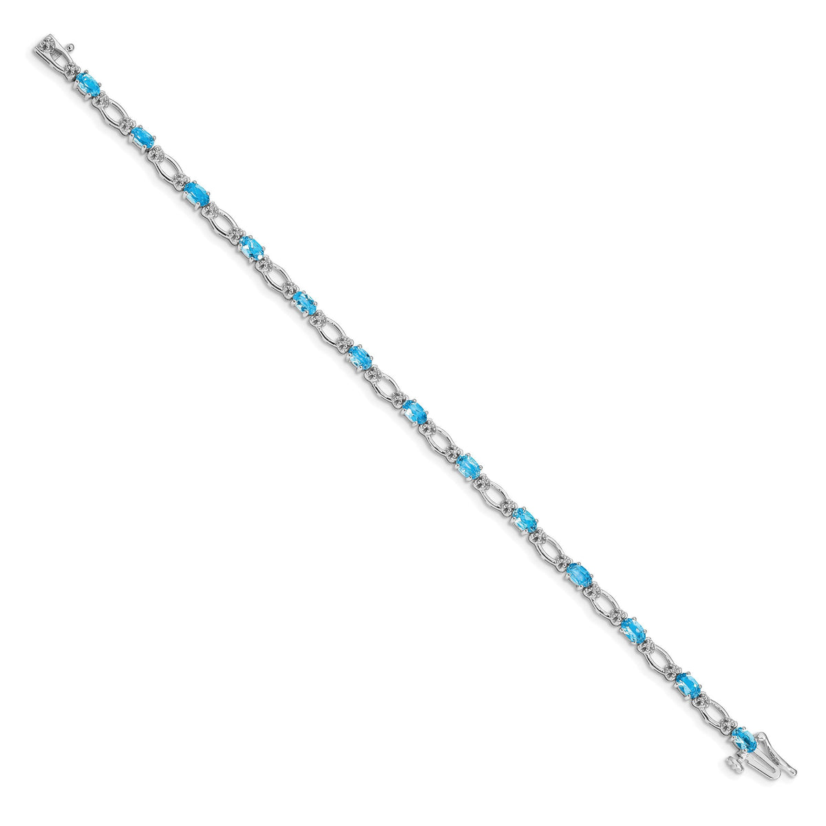 14k White Gold Diamond and Blue Topaz Bracelet-BM4491-BT-010-WA